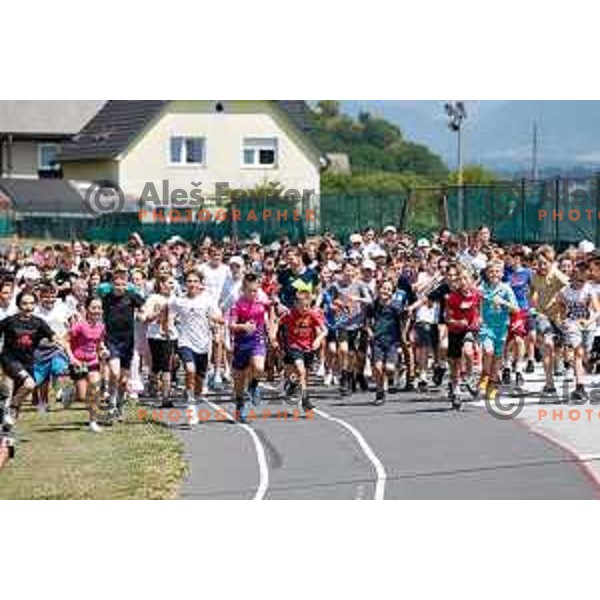 Vesna Fabjan, Olympic bronze medalist in Cross-Country Sprint at Sochi 2014 Olympic Games during Olympic Day at Strazisce primary school in Kranj, Slovenia on June 23, 2025