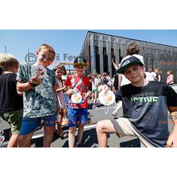 Vesna Fabjan, Olympic bronze medalist in Cross-Country Sprint at Sochi 2014 Olympic Games during Olympic Day at Strazisce primary school in Kranj, Slovenia on June 23, 2025