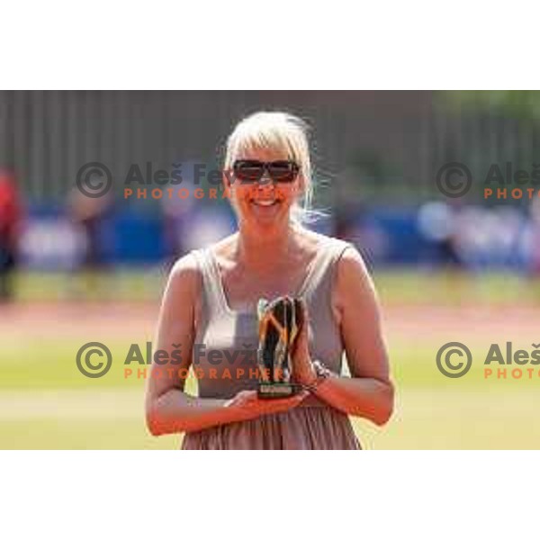 Britta Bilac during announcement of new members of Temple of Sports Heroes (Hram sportnih junakov) at Atletski stadion Poljane, Maribor, Slovenia on June 24, 2025. Photo: Jure Banfi