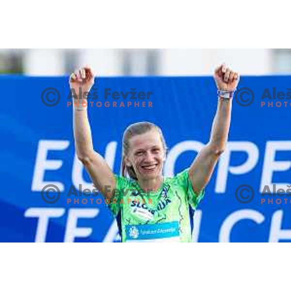 Tina Sutej celebrates after Day 2 of European Athletics Team Championship 2025 2nd Division in Stadium Poljane, Maribor, Slovenia on June 29, 2025. Photo: Jure Banfi