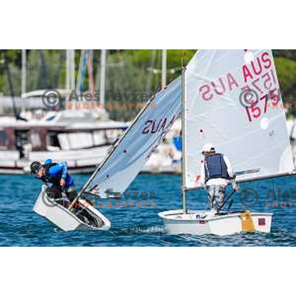 Team race qualifying sailing competition at 2025 Optimist World Championship in Portoroz, Slovenia on July 1, 2025
