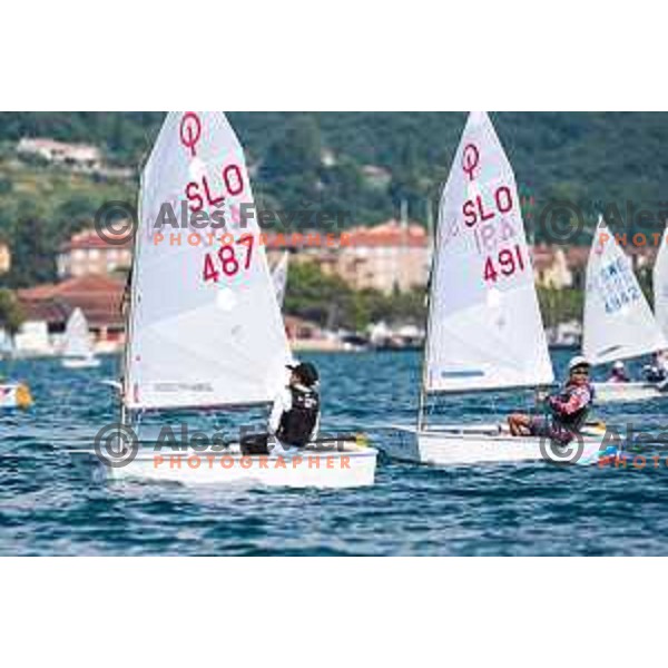 Team race qualifying sailing competition at 2025 Optimist World Championship in Portoroz, Slovenia on July 1, 2025