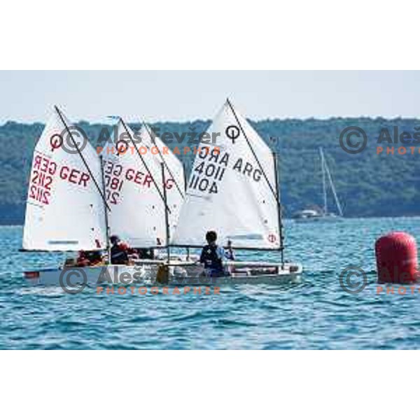 Team race qualifying sailing competition at 2025 Optimist World Championship in Portoroz, Slovenia on July 1, 2025