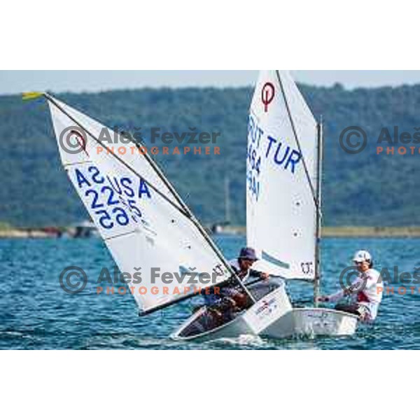 Team race qualifying sailing competition at 2025 Optimist World Championship in Portoroz, Slovenia on July 1, 2025