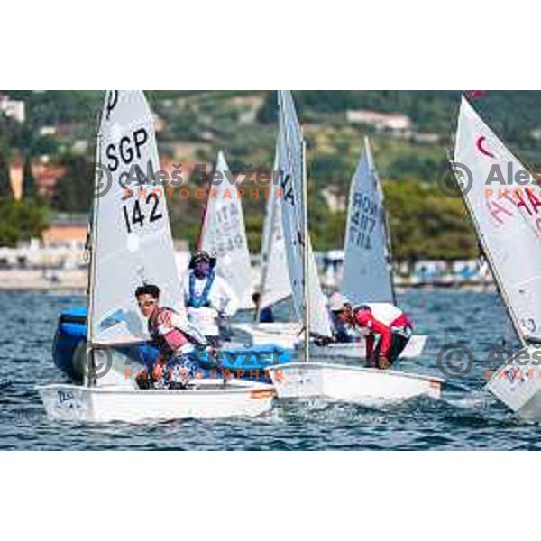 Team race qualifying sailing competition at 2025 Optimist World Championship in Portoroz, Slovenia on July 1, 2025