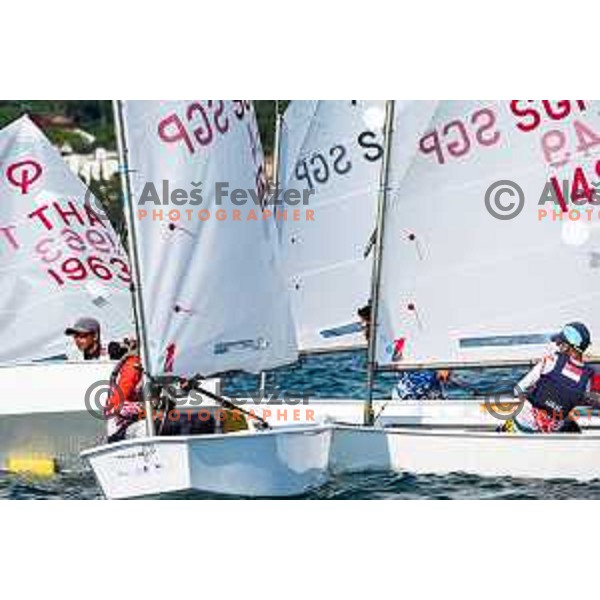 Team race qualifying sailing competition at 2025 Optimist World Championship in Portoroz, Slovenia on July 1, 2025