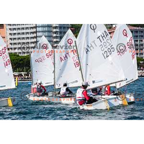 Team race qualifying sailing competition at 2025 Optimist World Championship in Portoroz, Slovenia on July 1, 2025