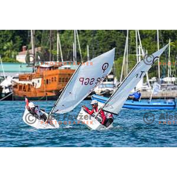 Team race qualifying sailing competition at 2025 Optimist World Championship in Portoroz, Slovenia on July 1, 2025