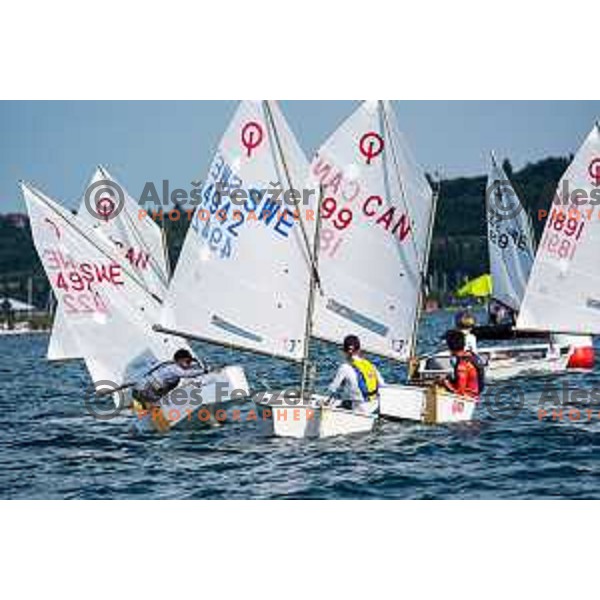 Team race qualifying sailing competition at 2025 Optimist World Championship in Portoroz, Slovenia on July 1, 2025
