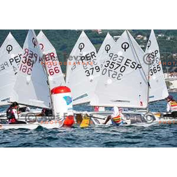 Team race qualifying sailing competition at 2025 Optimist World Championship in Portoroz, Slovenia on July 1, 2025