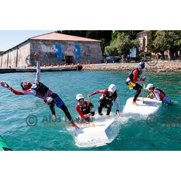 Members of Team Singapore celebrate silver medal in the Team Race Final sailing competition at 2025 Optimist World Championship in Portoroz, Slovenia on July 2, 2025