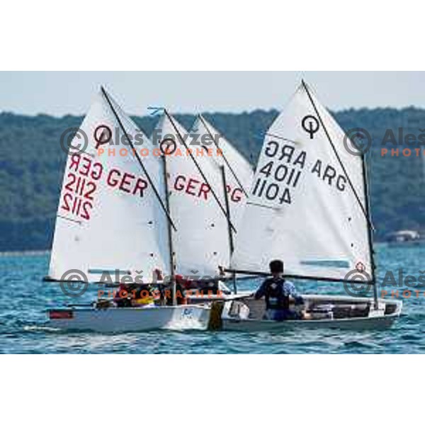 Team Race Qualifying sailing competition at 2025 Optimist World Championship in Portoroz, Slovenia on July 1, 2025