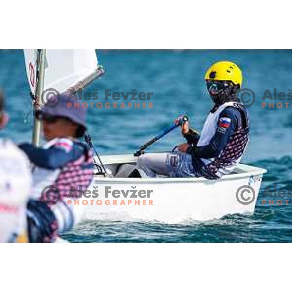 Team Race Qualifying sailing competition at 2025 Optimist World Championship in Portoroz, Slovenia on July 1, 2025