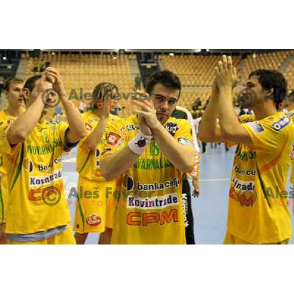 Vodisek (2), Gorensek, Spiler at handball match Celje Pivovarna Lasko (SLO)- Hammarby (SWE) in EHF Championsleague, played in Celje (Slovenia) 11.10.2008 