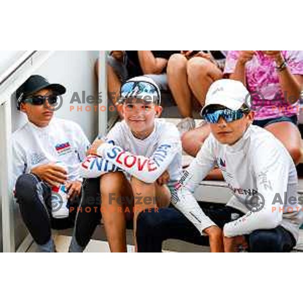 Young Sailors at 2025 Optimist World Championship in Portoroz, Slovenia on July 4, 2025