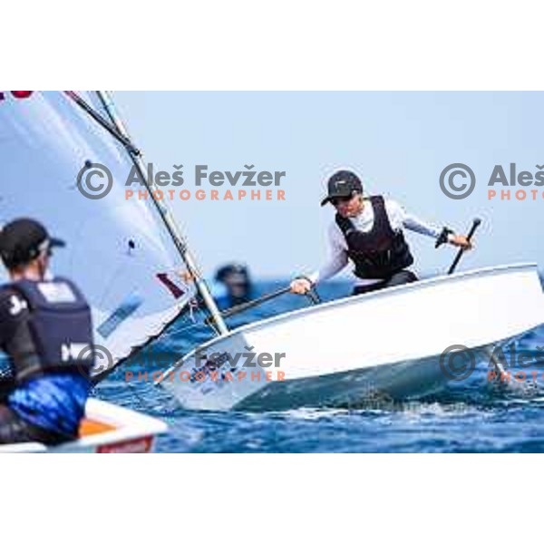 Mihael Zobec (SLO) celebrate silver medal with friends after Final day of sailing competition at 2025 Optimist World Championship in Portoroz, Slovenia on July 5, 2025