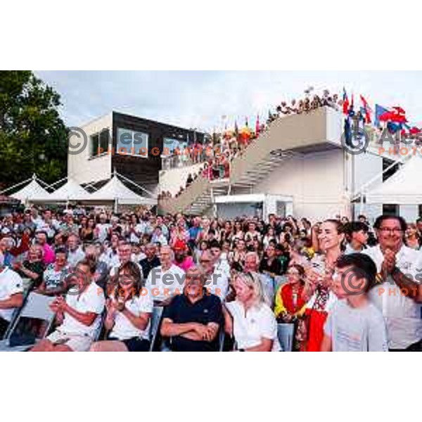 Prize giving ceremony at 2025 Optimist World Championship in Portoroz, Slovenia on July 5, 2025