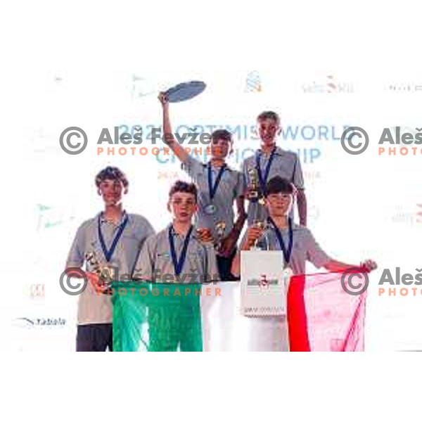 Prize giving ceremony at 2025 Optimist World Championship in Portoroz, Slovenia on July 5, 2025