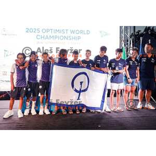 Prize giving ceremony at 2025 Optimist World Championship in Portoroz, Slovenia on July 5, 2025