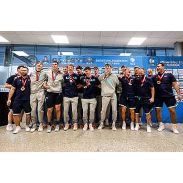 Reception for Slovenia U-19 National Basketball team, World Cup Bronze medalists at Ljubljana Airport Brnik on July 7, 2025 