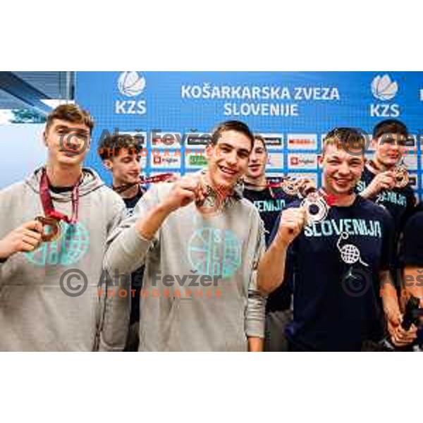 Reception for Slovenia U-19 National Basketball team, World Cup Bronze medalists at Ljubljana Airport Brnik on July 7, 2025 