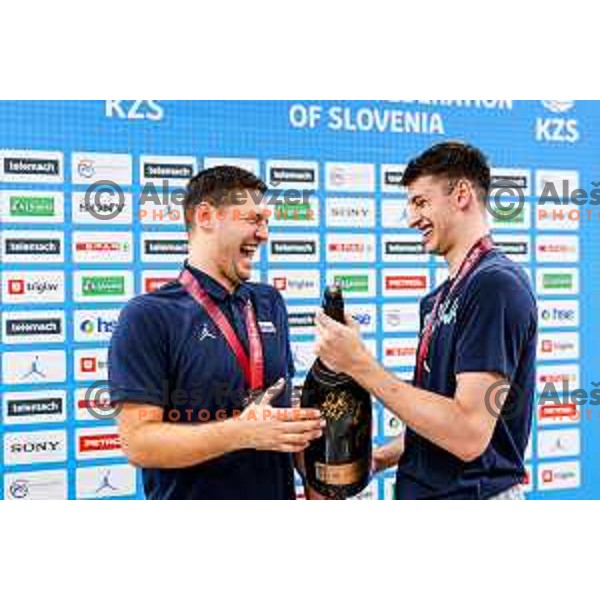 Danijel Radosavljevic, head coach of Slovenia during reception for Slovenia U-19 National Basketball team, World Cup Bronze medalists at Ljubljana Airport Brnik on July 7, 2025