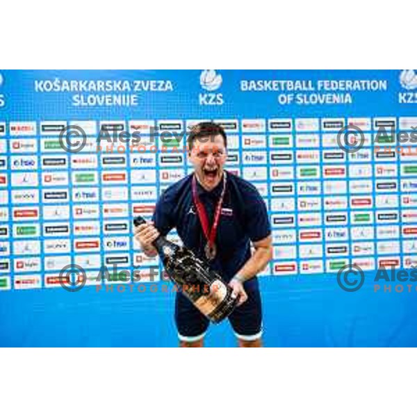 Danijel Radosavljevic, head coach of Slovenia during reception for Slovenia U-19 National Basketball team, World Cup Bronze medalists at Ljubljana Airport Brnik on July 7, 2025