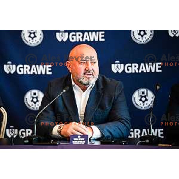Valeriy Kolotilo, president of NK Celje during press conference before start of 2025/2026 football season in Ljubljana, Slovenia on July 7, 2025