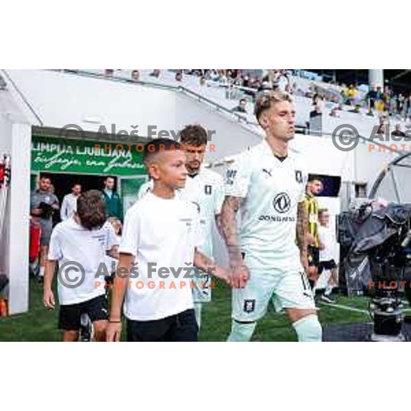  of Olimpija during UEFA Champions League 2025/2026 first qualifying round match between Olimpija Ljubljana and Kairat Almaty in SRC Stozice, Ljubljana, Slovenia on July 8, 2025
