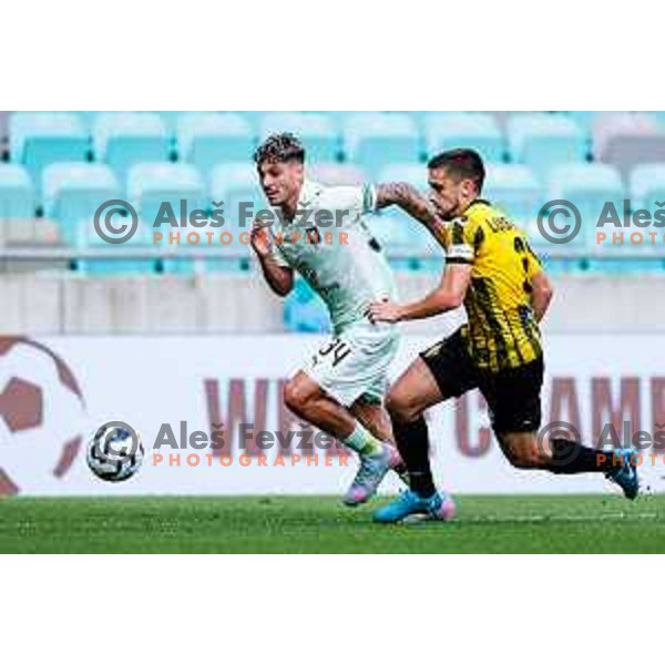 Agustin Doffo of Olimpija in action during UEFA Champions League 2025/2026 first qualifying round match between Olimpija Ljubljana and Kairat Almaty in SRC Stozice, Ljubljana, Slovenia on July 8, 2025