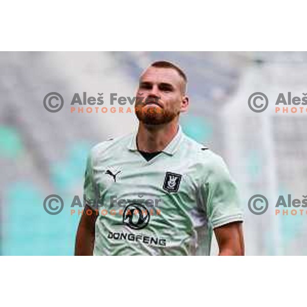 Alex Tamm of Olimpija in action during UEFA Champions League 2025/2026 first qualifying round match between Olimpija Ljubljana and Kairat Almaty in SRC Stozice, Ljubljana, Slovenia on July 8, 2025