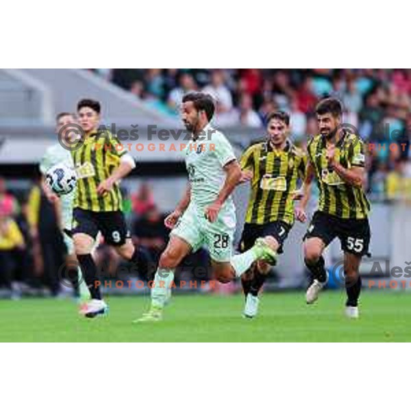  of Olimpija during UEFA Champions League 2025/2026 first qualifying round match between Olimpija Ljubljana and Kairat Almaty in SRC Stozice, Ljubljana, Slovenia on July 8, 2025
