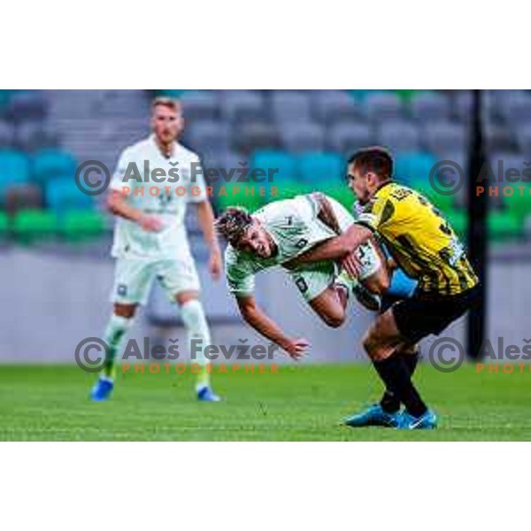 Agustin Doffo of Olimpija in action during UEFA Champions League 2025/2026 first qualifying round match between Olimpija Ljubljana and Kairat Almaty in SRC Stozice, Ljubljana, Slovenia on July 8, 2025