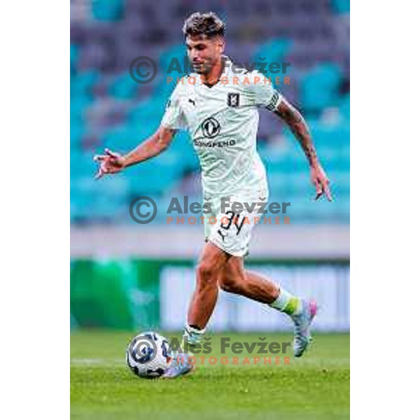Agustin Doffo of Olimpija in action during UEFA Champions League 2025/2026 first qualifying round match between Olimpija Ljubljana and Kairat Almaty in SRC Stozice, Ljubljana, Slovenia on July 8, 2025