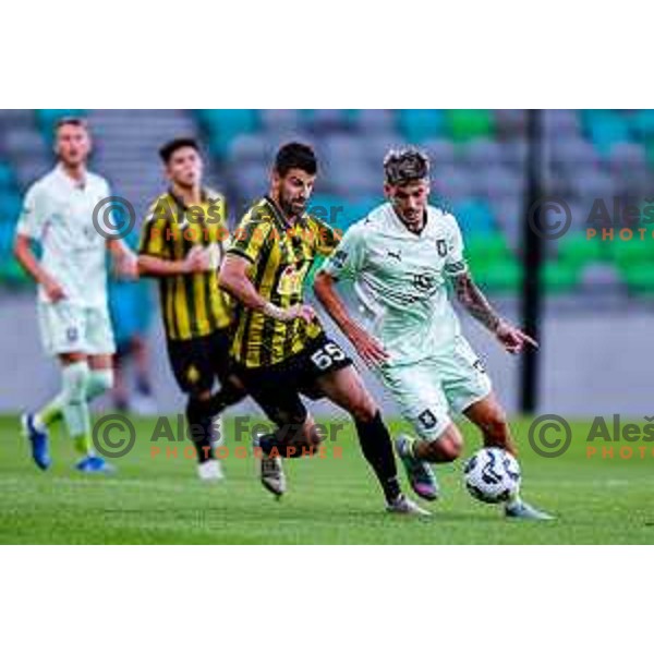Agustin Doffo of Olimpija in action during UEFA Champions League 2025/2026 first qualifying round match between Olimpija Ljubljana and Kairat Almaty in SRC Stozice, Ljubljana, Slovenia on July 8, 2025