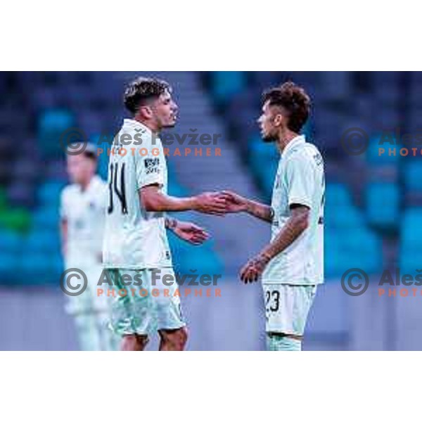 Agustin Doffo of Olimpija in action during UEFA Champions League 2025/2026 first qualifying round match between Olimpija Ljubljana and Kairat Almaty in SRC Stozice, Ljubljana, Slovenia on July 8, 2025