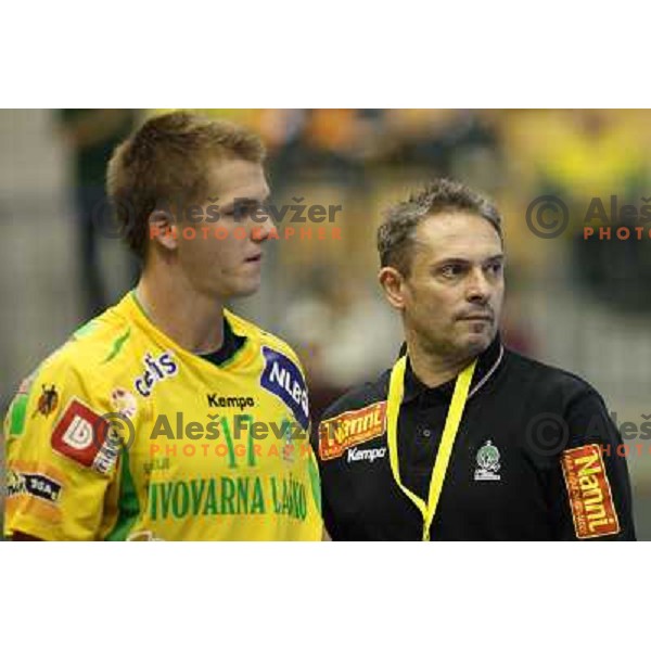 Furlan, Tiselj at handball match Celje Pivovarna Lasko (SLO)- Hammarby (SWE) in EHF Championsleague, played in Celje (Slovenia) 11.10.2008 