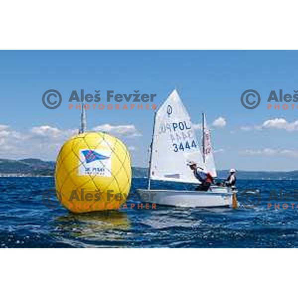 Wiktor Kruszynski (POL) sails at 2025 Optimist World Championship in Portoroz, Slovenia on July 4, 2025