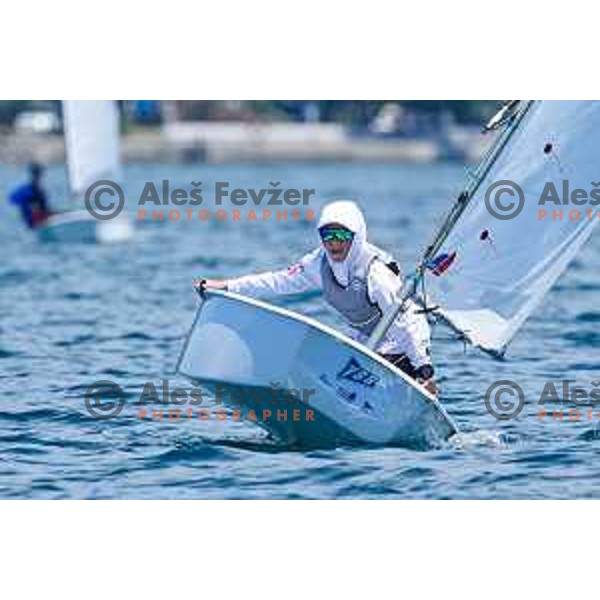 Wiktor Kruszynski (POL) sails at 2025 Optimist World Championship in Portoroz, Slovenia on July 4, 2025