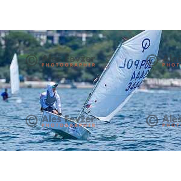 Wiktor Kruszynski (POL) sails at 2025 Optimist World Championship in Portoroz, Slovenia on July 4, 2025