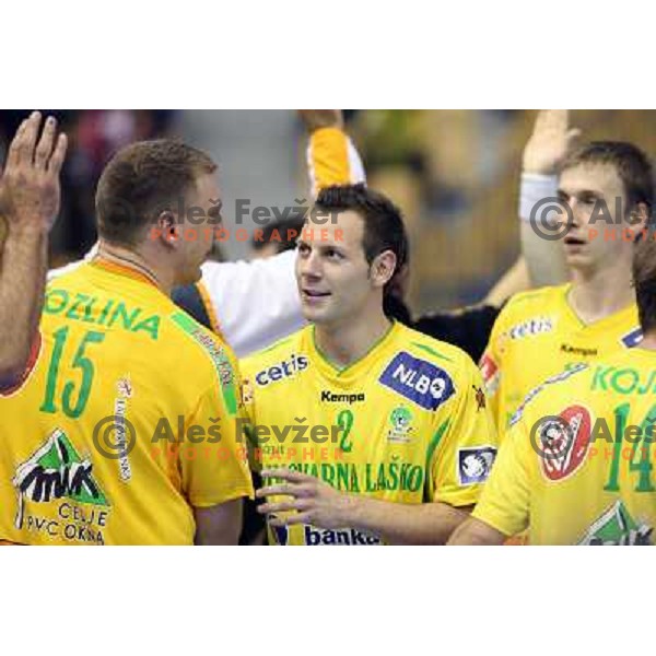 Kozlina, Vodisek at handball match Celje Pivovarna Lasko (SLO)- Hammarby (SWE) in EHF Championsleague, played in Celje (Slovenia) 11.10.2008 