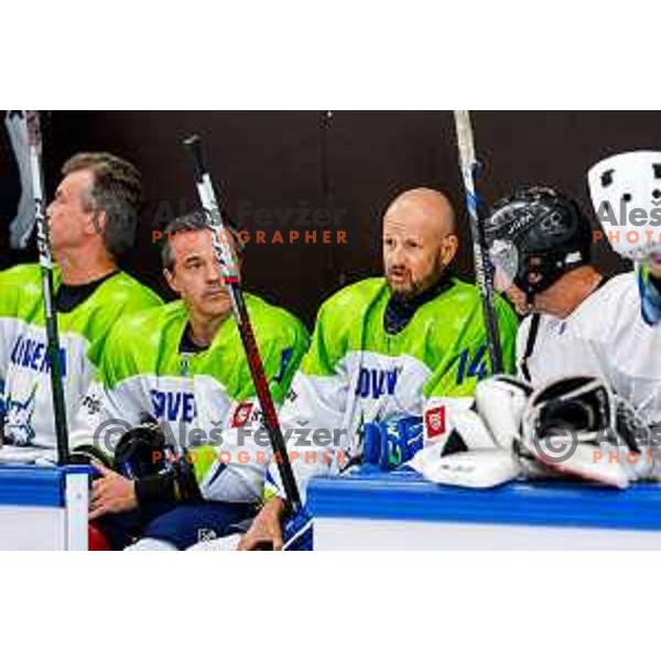 Dejan Kontrec at Charity match at reopening of Bled Ice rink between Slovenia Youth and Slovenia Old in Bled, Slovenia on July 9, 2025