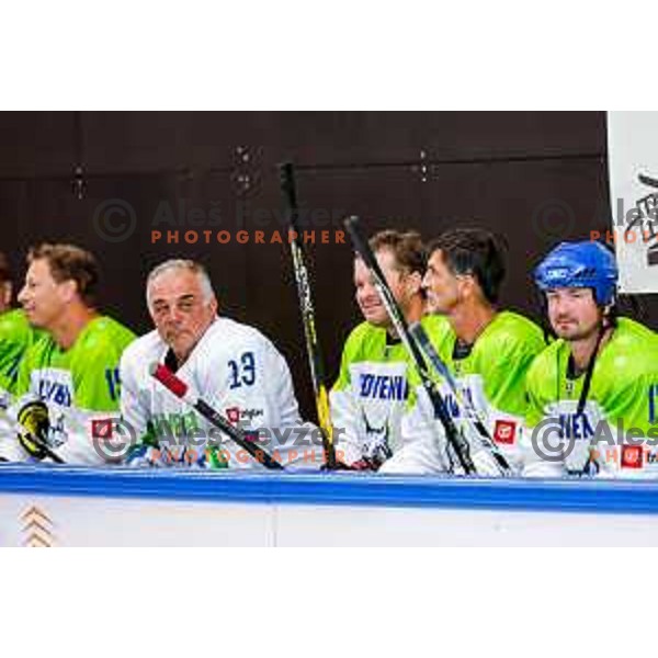 Charity match at reopening of Bled Ice rink between Slovenia Youth and Slovenia Old in Bled, Slovenia on July 9, 2025