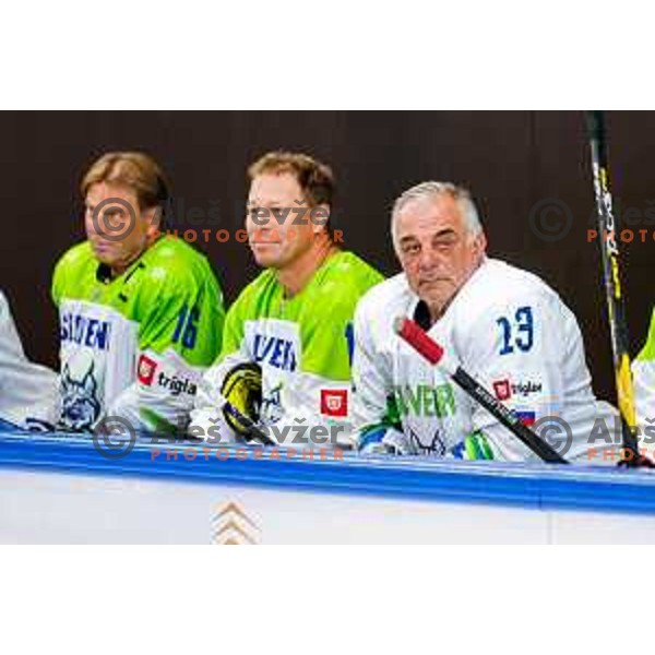 Matjaz Kopitar at Charity match at reopening of Bled Ice rink between Slovenia Youth and Slovenia Old in Bled, Slovenia on July 9, 2025