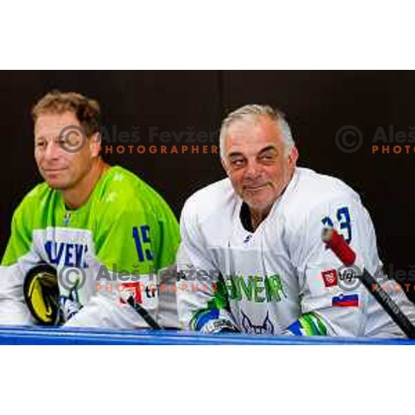 Matjaz Kopitar at Charity match at reopening of Bled Ice rink between Slovenia Youth and Slovenia Old in Bled, Slovenia on July 9, 2025