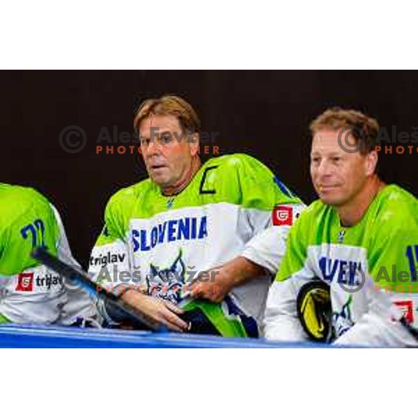 Charity match at reopening of Bled Ice rink between Slovenia Youth and Slovenia Old in Bled, Slovenia on July 9, 2025