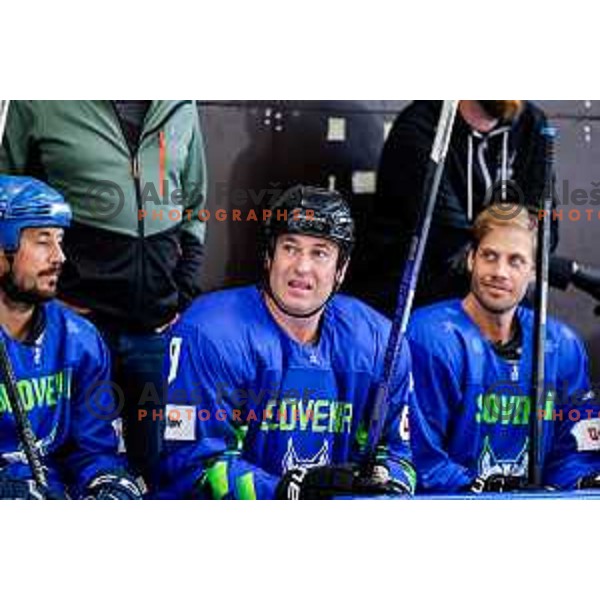 Tomaz Razingar at Charity match at reopening of Bled Ice rink between Slovenia Youth and Slovenia Old in Bled, Slovenia on July 9, 2025