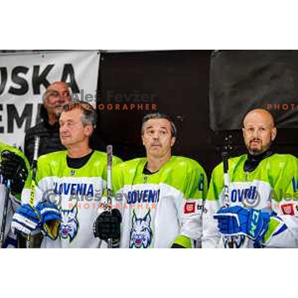 Charity match at reopening of Bled Ice rink between Slovenia Youth and Slovenia Old in Bled, Slovenia on July 9, 2025