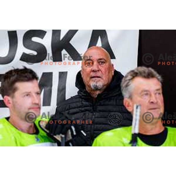Toni Tislar at Charity match at reopening of Bled Ice rink between Slovenia Youth and Slovenia Old in Bled, Slovenia on July 9, 2025