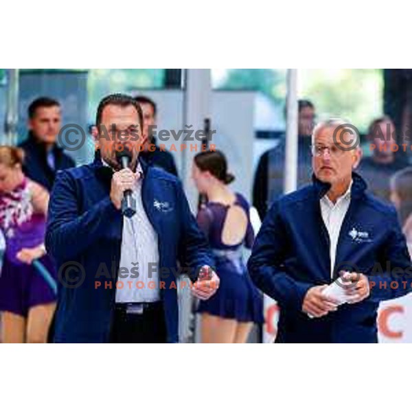 Mayor of Bled Anton Mezan at Charity match at reopening of Bled Ice rink between Slovenia Youth and Slovenia Old in Bled, Slovenia on July 9, 2025